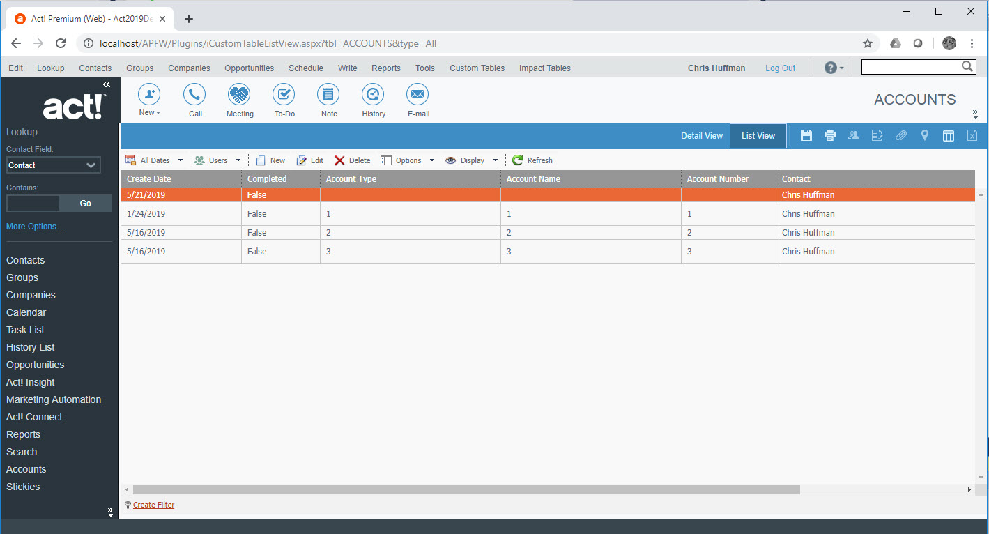 Impactact Tables - Custom tables list view