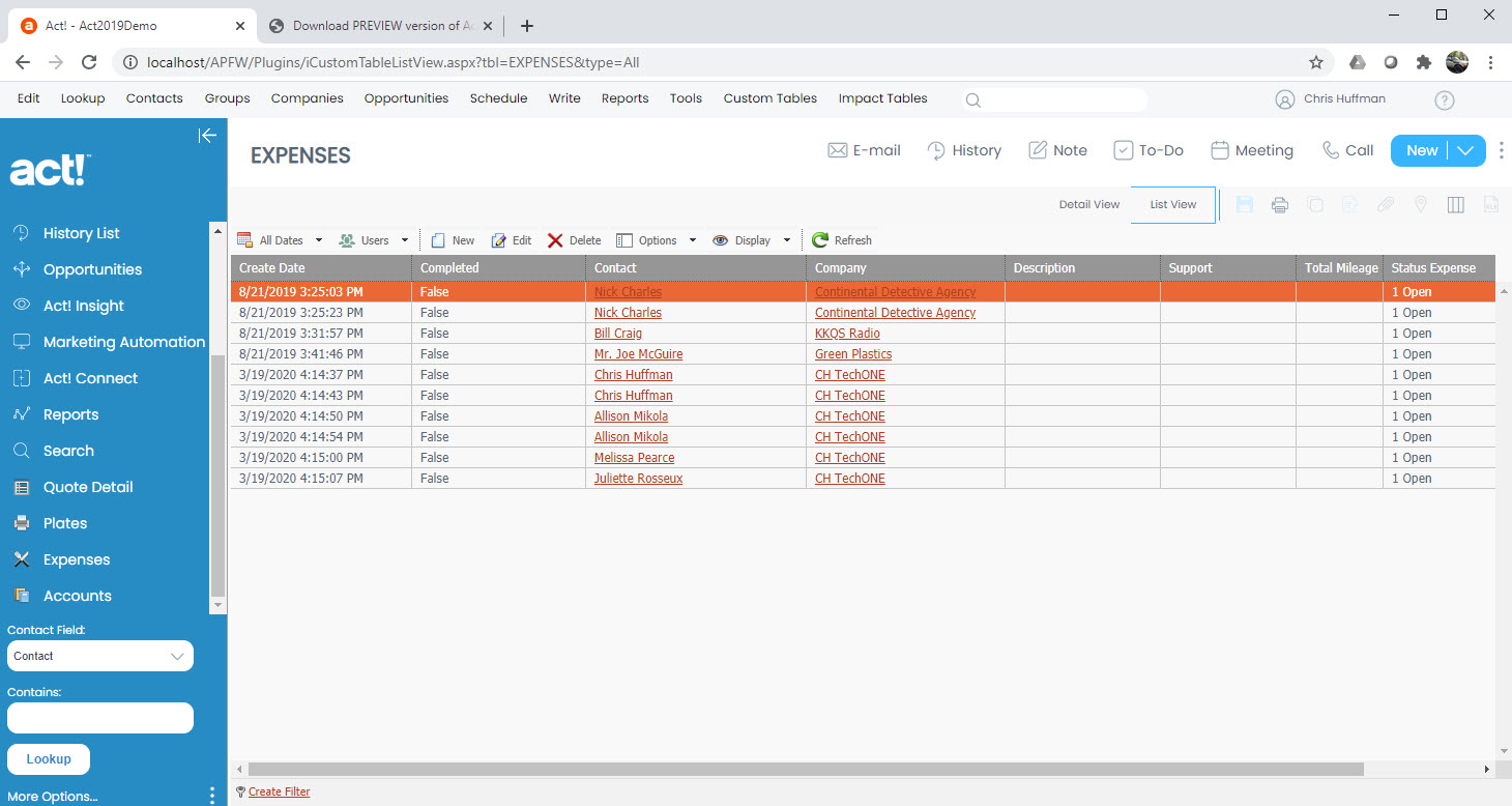 Impactact Tables - Custom tables list view